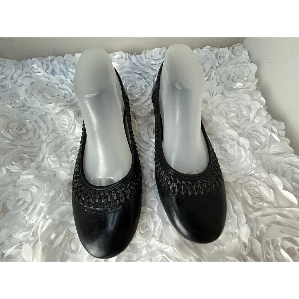 Natualizer Leather Flats Loafer‎ Shoes Women's 9 M Black Braided Weave Comfort